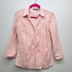 Apt.9 Embroidered Eyelet Soft Girl Fairy Prairie Cottage Pink Top Womens Medium